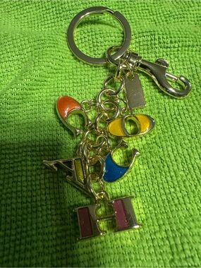 Gold Letter fashion  Charm Keychain with Colorful Enamel Letters